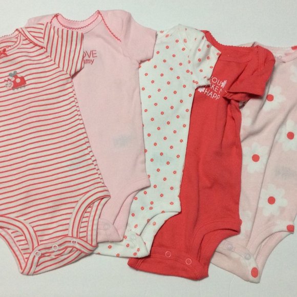 NWOT Carter's 5-Pack Short-Sleeve Bodysuits 3Mos - Picture 1 of 8